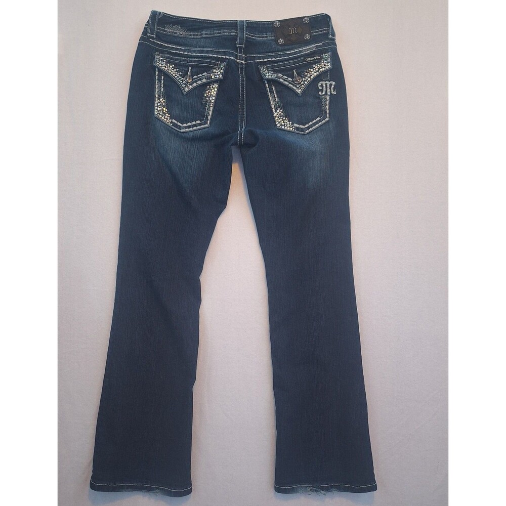 Miss Me Easy Boot Jeans 29 x 31 Flap Pocket Rhinestone Embellished Bling...